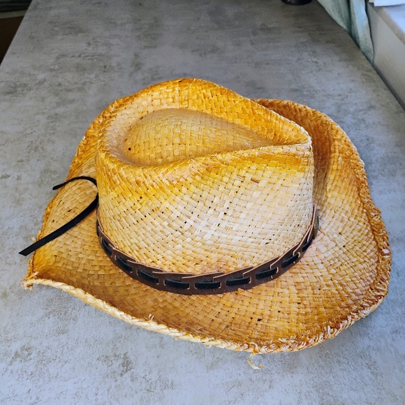 Milani Straw Cowboy Hat Western Cowgirl Rodeo Festival Star Shapeable - Picture 3 of 10